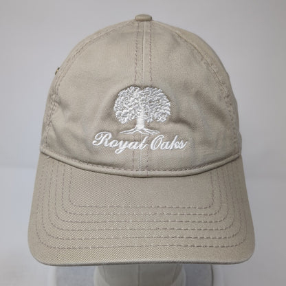 Royal Oaks Slideback Baseball Cap Brown One Size Adjustable Embroidered Ivory