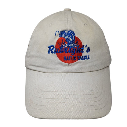 Rubright's Bait & Tackle Slideback Hat Tan One Size Embroidered 6 Panel