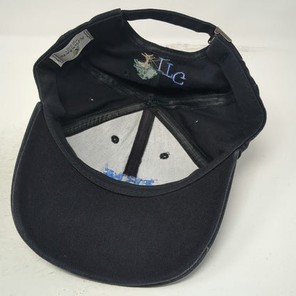 K-Products Baseball Cap Black Blue White IBM ITG Tree Slideback Hat Vintage