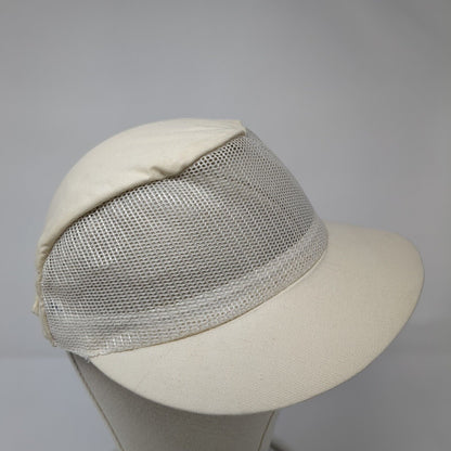 Unbranded Strapback Hat Cream One Size Adjustable Mesh Trim Wide Brim