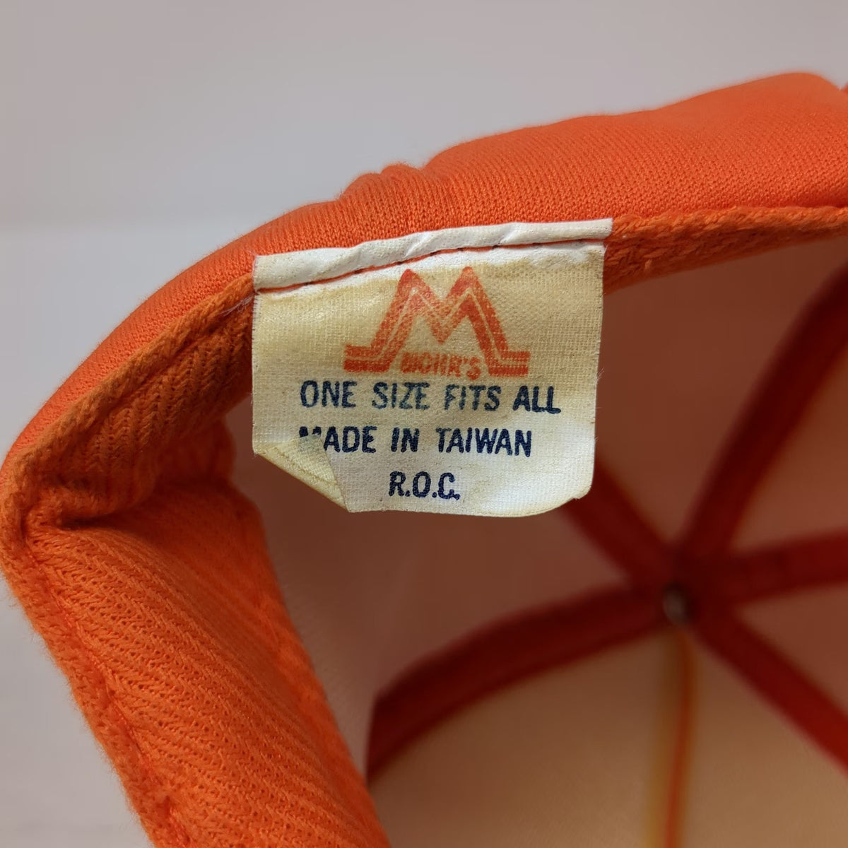 Mohr's 5 Panel Orange Hat Snapback Rope Detail Foam Front Structured Vintage