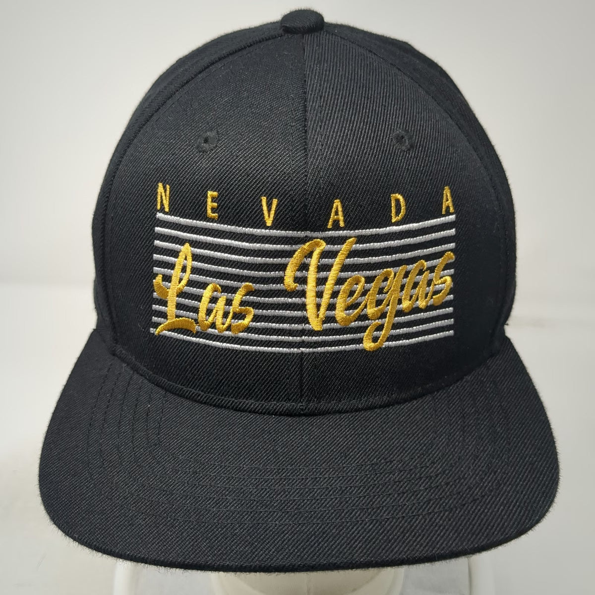 e by elidan Snapback Black OSFM Las Vegas Nevada Hat Gray Underbrim Flat Brim