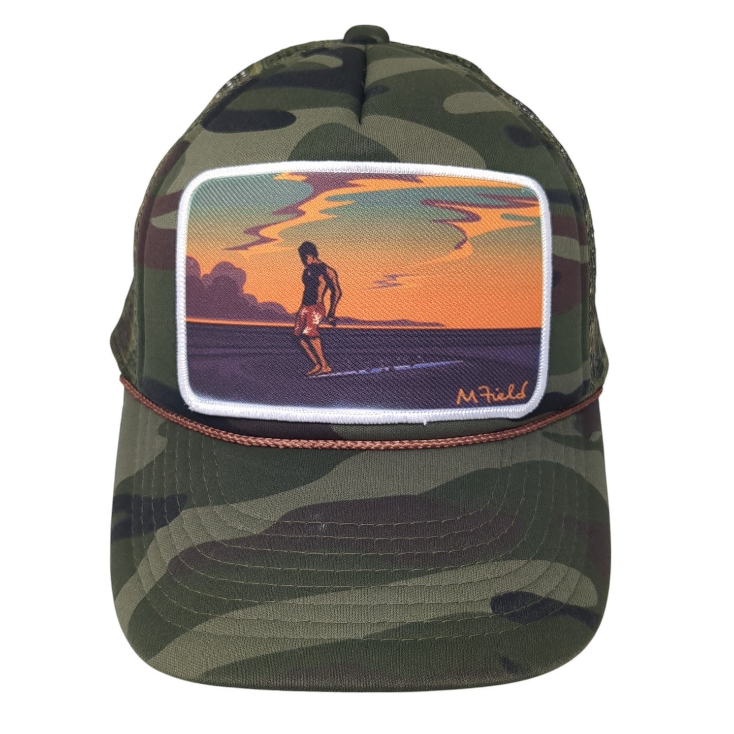 M. Field Trucker Hat Multicolor One Size Adjustable Embroidered Mesh Back Rope