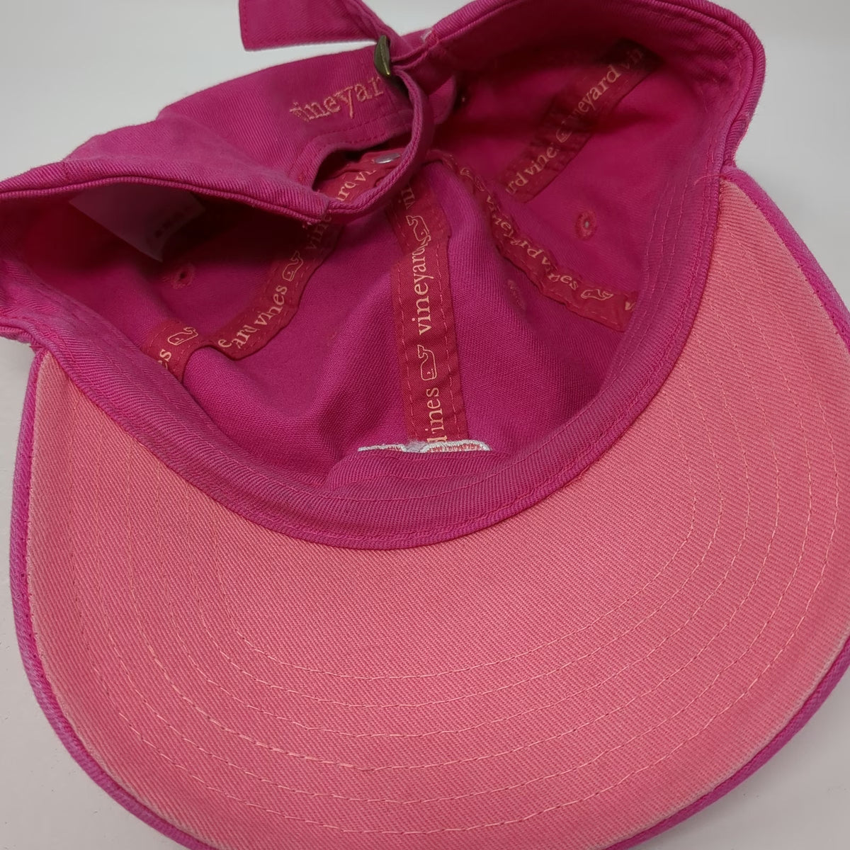 Vineyard Vines Baseball Cap Pink One Size Whale Logo Adjustable Slideback Hat
