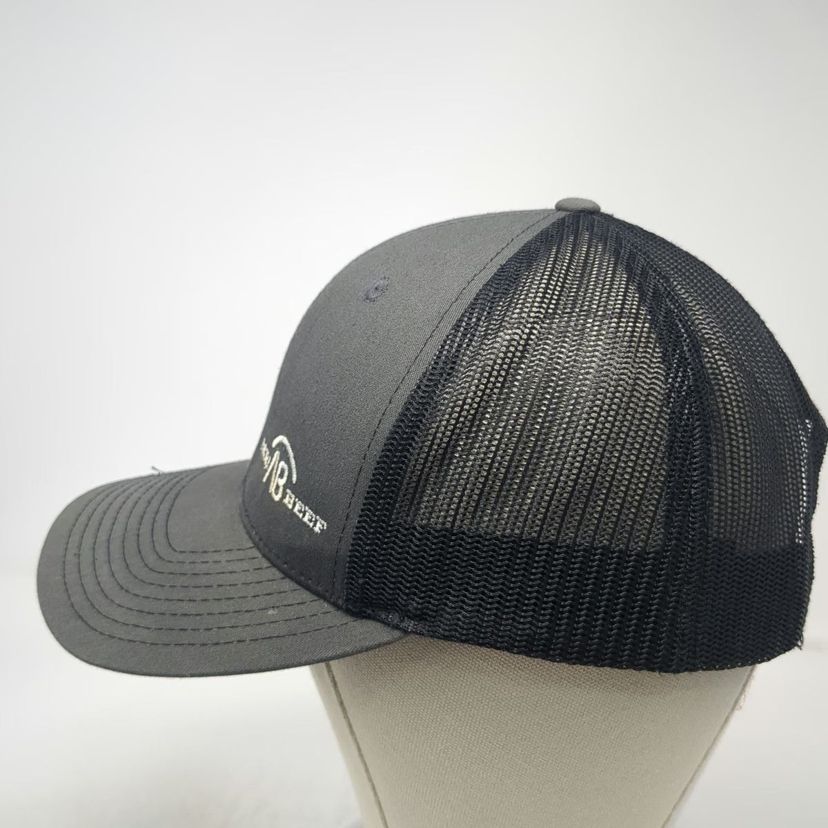 Richardson Trucker Hat Gray One Size Snapback Mesh Agri Beef Logo Structured