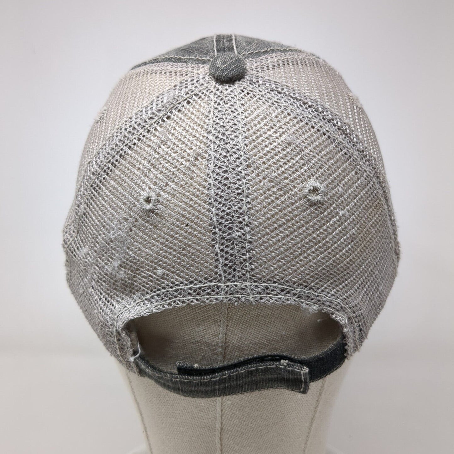 McIntire Saddlery Strapback Trucker Hat Gray OS Adjustable Distressed Mesh Back