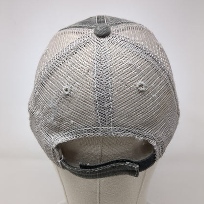 McIntire Saddlery Strapback Trucker Hat Gray OS Adjustable Distressed Mesh Back