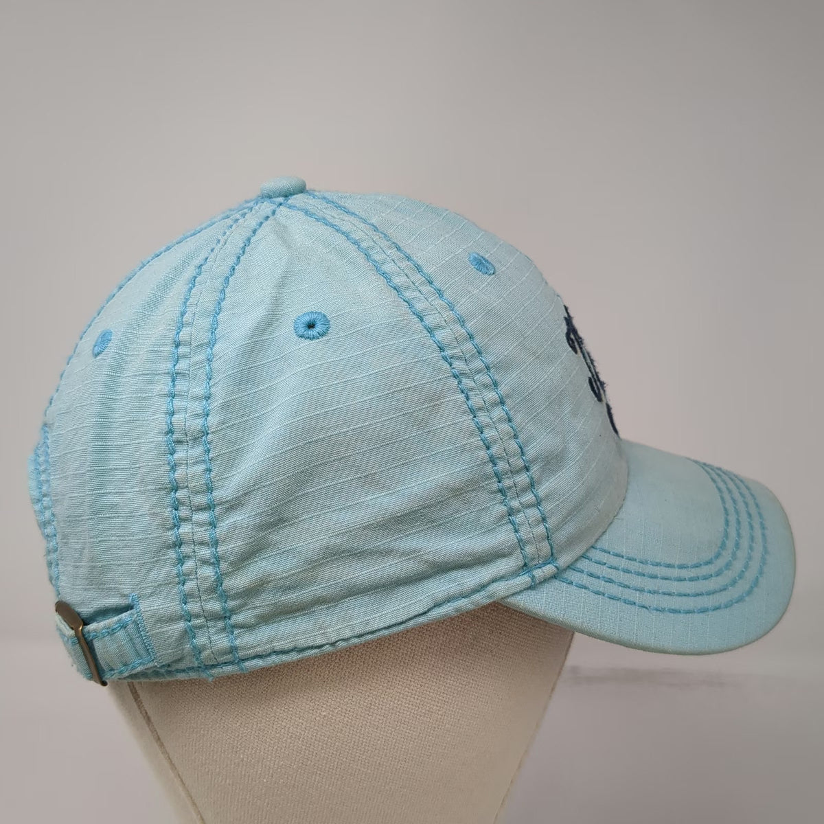 Life is Good Baseball Cap Blue One Size Mostly Sunny Sun Smiley Face Logo Hat