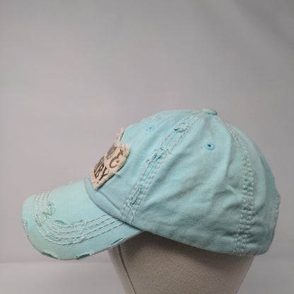 Sunshine & Whiskey Strapback Hat Blue OSFA Adjustable Distressed KBETHOS Vintage