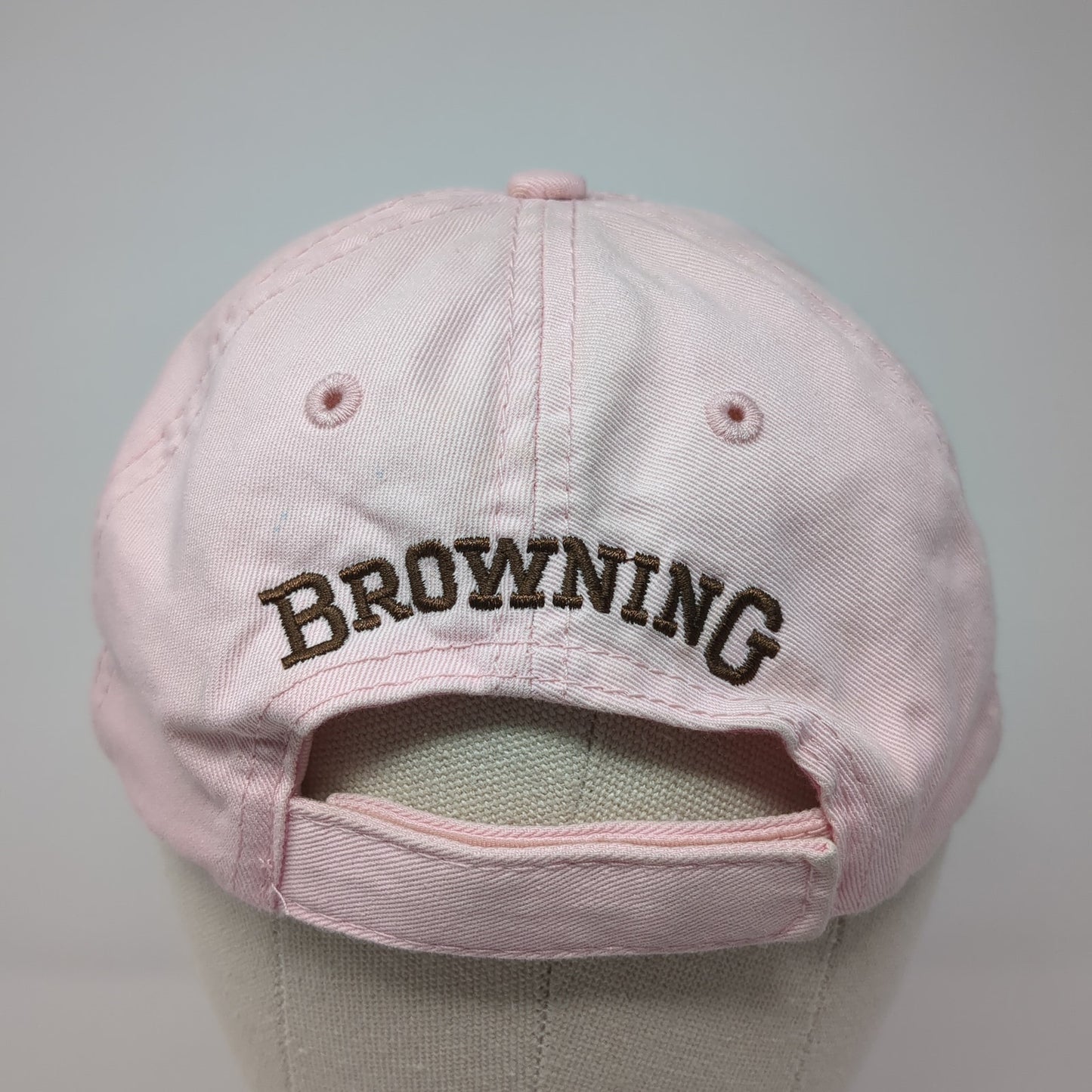 Browning Logo Strapback Hat Pink One Size Adjustable Embroidered Logo