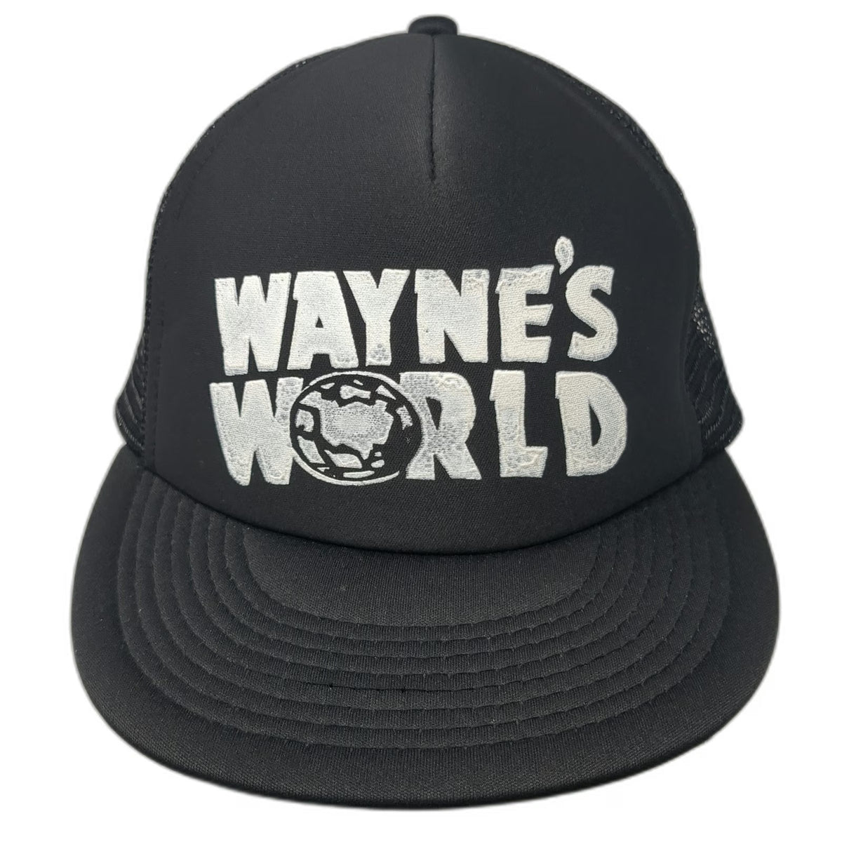 Wayne's World Movie Logo Black One Size Trucker Hat Snapback Foam Mesh Back