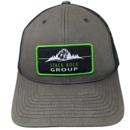 Yupoong Stack Rock Group Mountain Patch Gray Trucker Hat One Size Snapback Mesh
