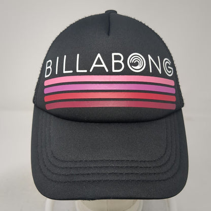 Billabong Trucker Hat Black One Size Pink Purple Red Stripes Mesh Snapback Surf