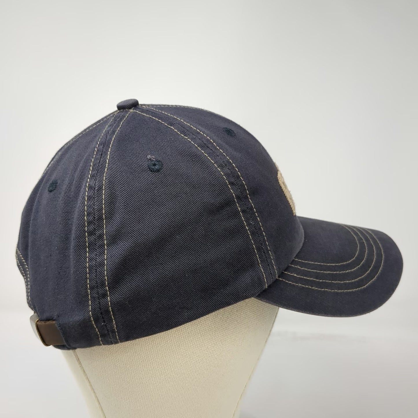 Abercrombie & Fitch Baseball Cap Blue AF92 Leather Strap Stitch Hat Vintage