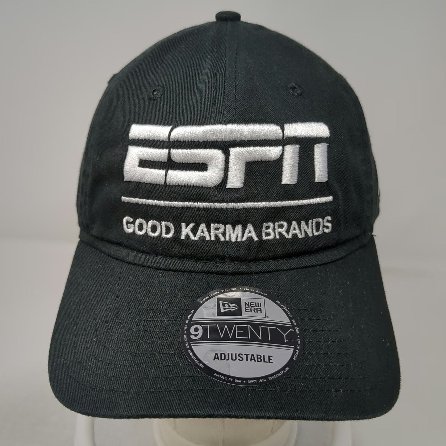 New Era Baseball Cap Black One Size ESPN Good Karma Brands Adjustable Strap Hat