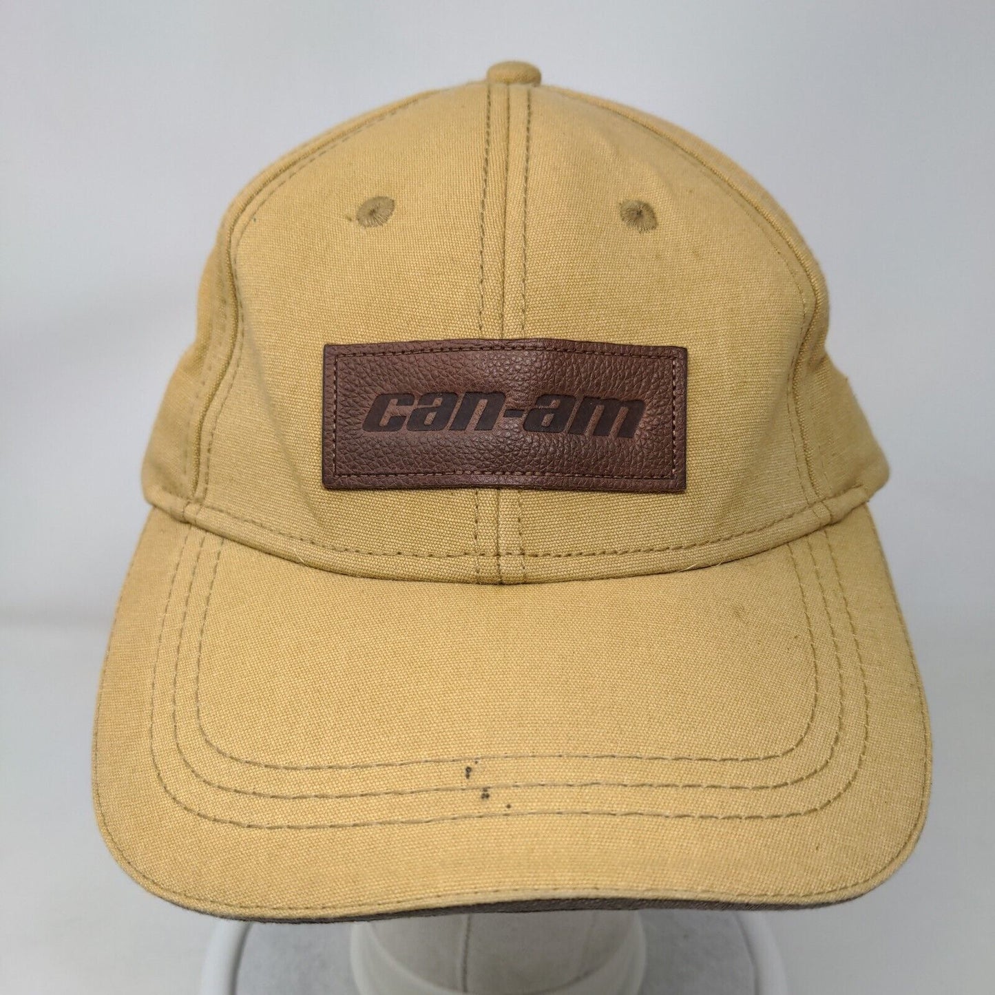 Can-Am Leather Patch Slideback Hat Tan One Size Adjustable 6 Panel BRP