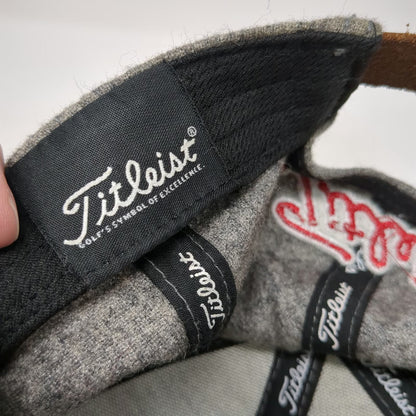 Titleist Baseball Cap Gray One Size Wool Blend Leather Strap Golf Hat Red Logo