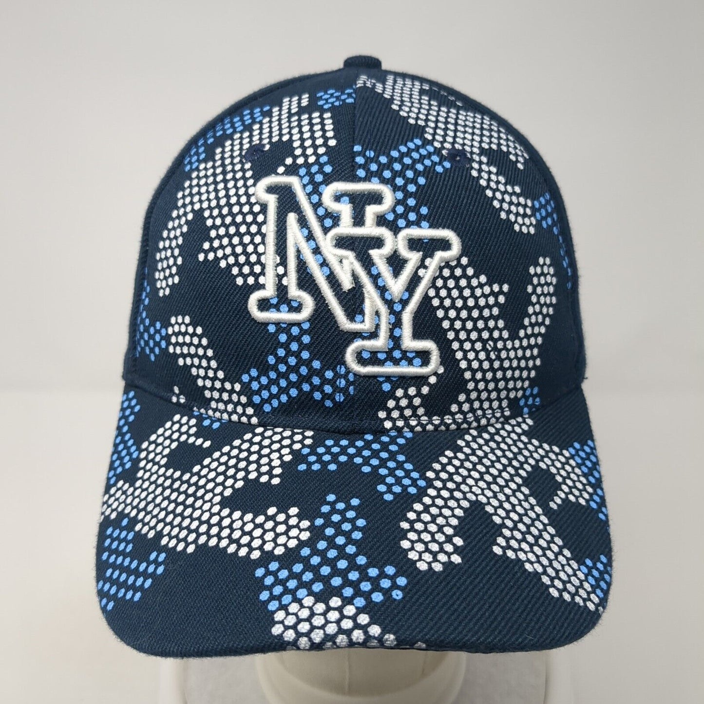 NY Strapback Hat Blue One Size Adjustable Embroidered 6 Panel Outdoor