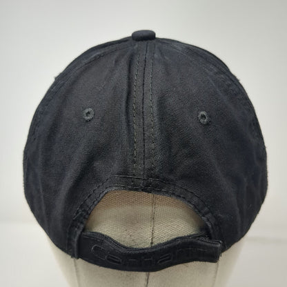 Carhartt Baseball Cap Black One Size Leather Patch Strapback Hat Logo Adjustable