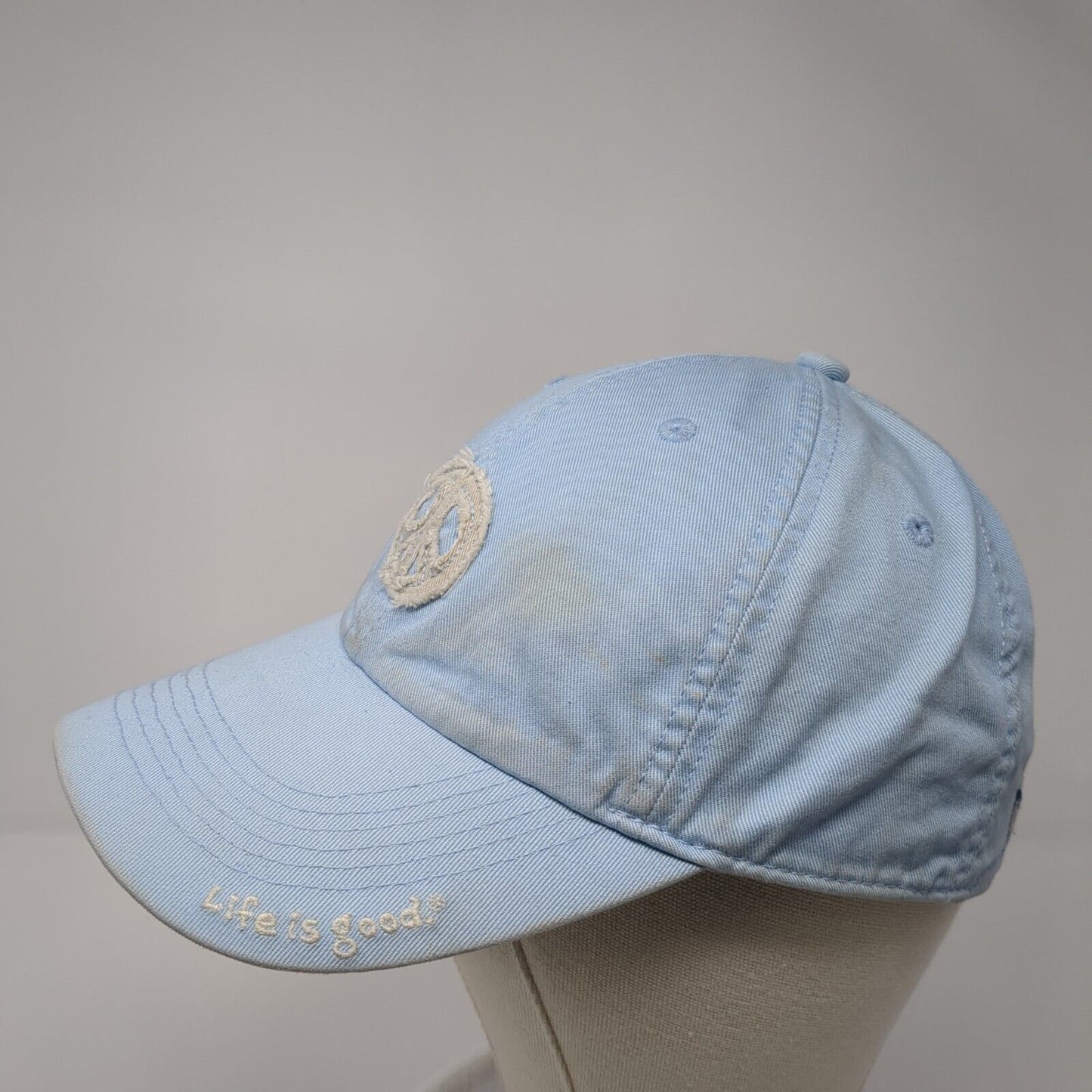 Peace Symbol Slideback Hat Blue One Size Adjustable Solid Life Is Good