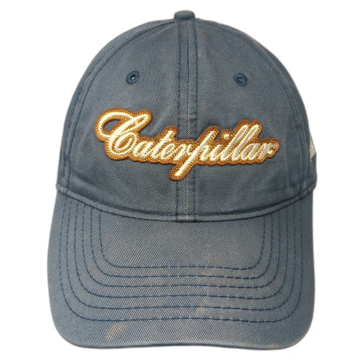Caterpillar Baseball Cap Blue One Size Script Logo Side Hit Cotton Strapback hat