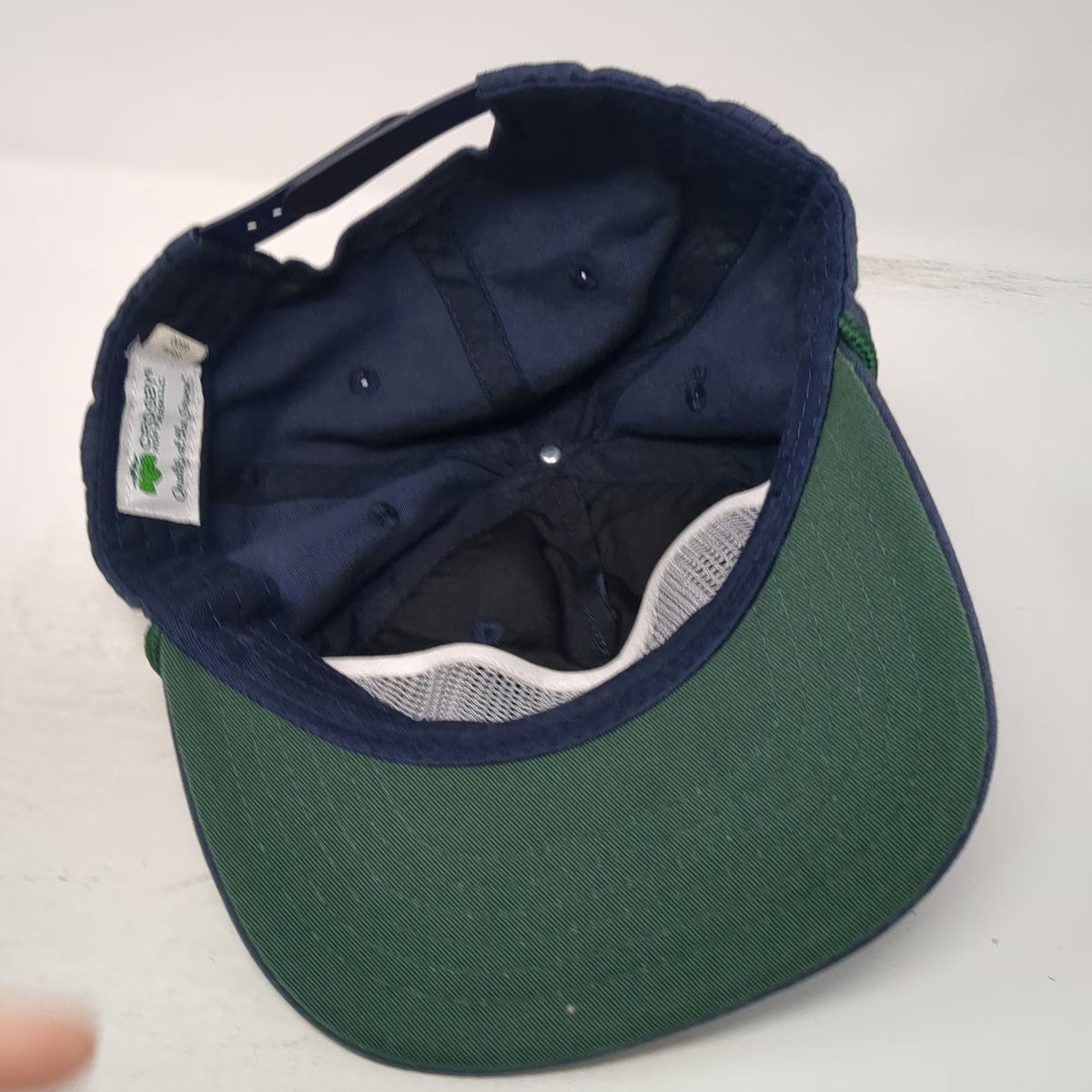 Crosby Hop Farm 5 Panel Blue One Size Hat Green Rope Leather Patch Snapback Brim
