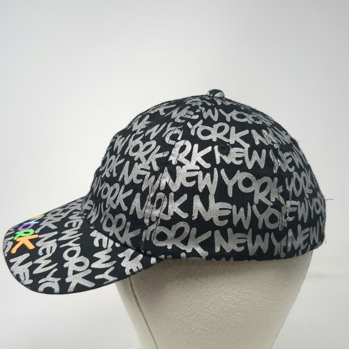 Robin Ruth New York Baseball Cap Black Gray One Size Allover Print City Hat