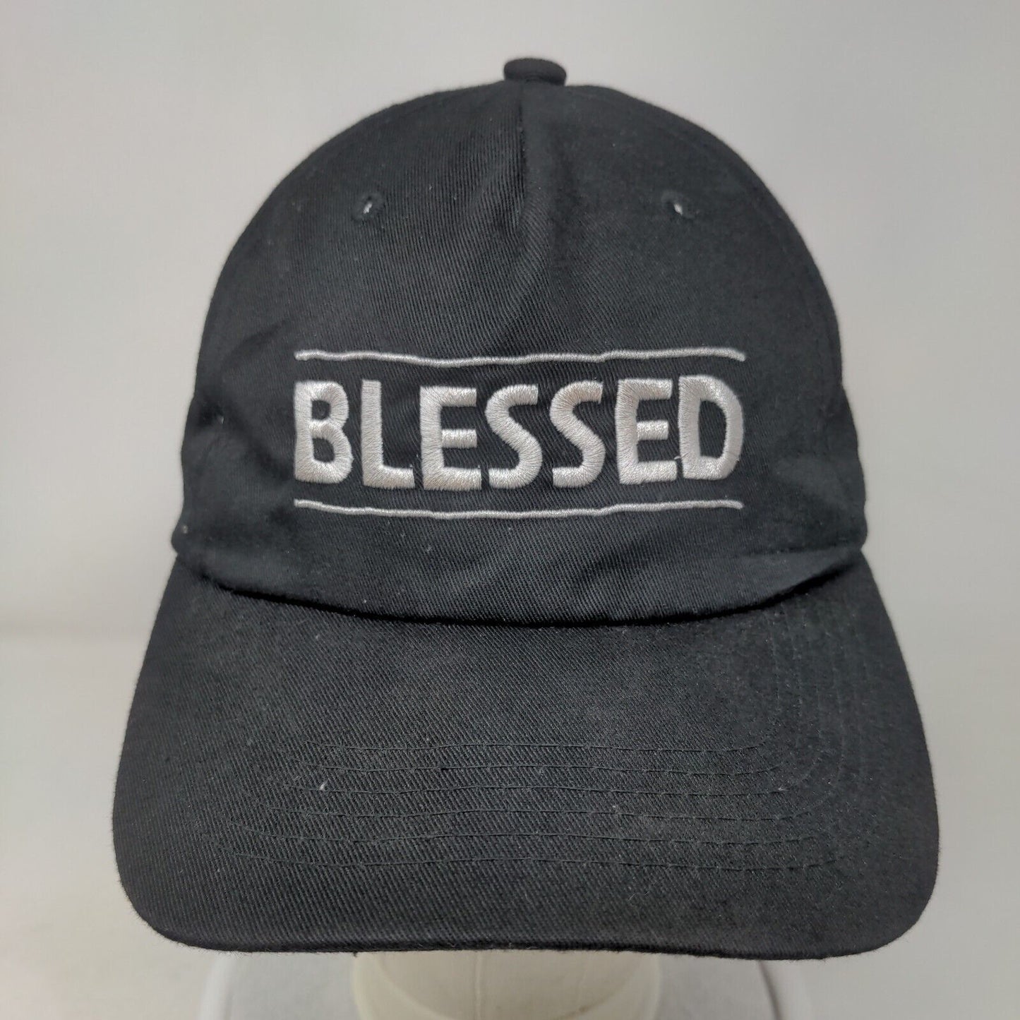 Blessed Strapback Hat Black OSFA Embroidered Adjustable Think Positive