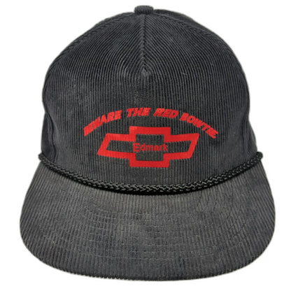 Nissin 5 Panel Black Hat One Size Corduroy Rope Brim Chevrolet Edmark Bowtie