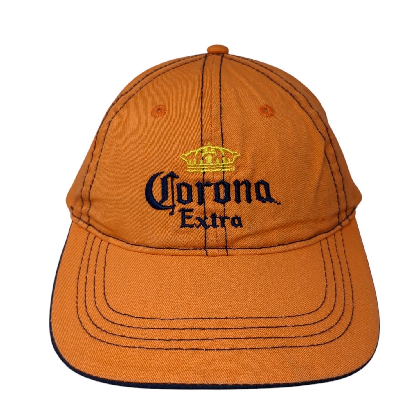 Corona Extra Strapback Hat Orange One Size Adjustable Embroidered 6 Panel Cotton