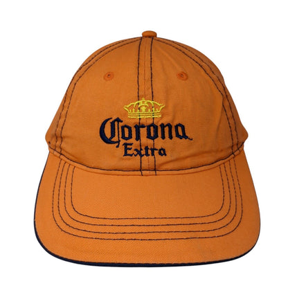 Corona Extra Strapback Hat Orange One Size Adjustable Embroidered 6 Panel Cotton