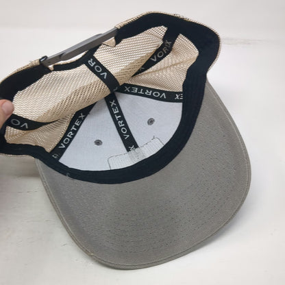 Vortex Trucker Hat Gray One Size Mesh Back Snapback Rubber Logo Patch Adjustable