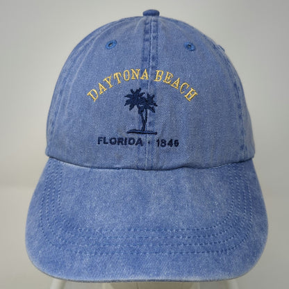 Anvil Daytona Beach Florida Palm Tree Blue Baseball Cap One Size Adjustable Hat