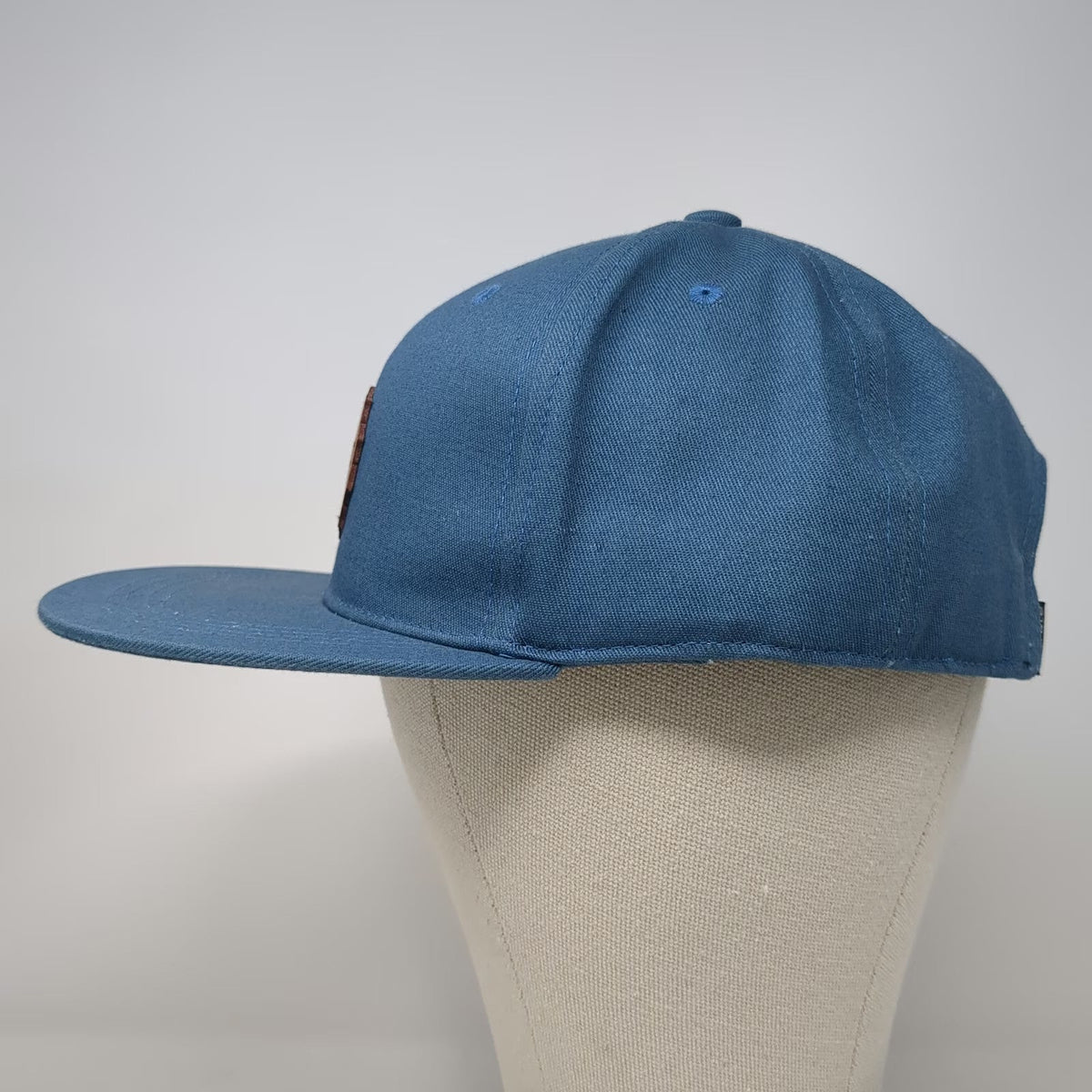 Discrete Baseball Cap Blue One Size Leather Patch Cannabis Strapback Hat