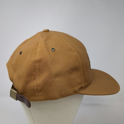 NRA ILA Leather Patch Brown Baseball Cap Hat Made in USA Metal Buckle Vintage
