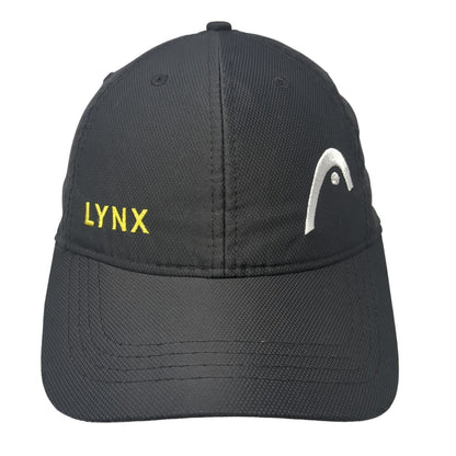 Lynx Strapback Hat Black One Size Adjustable Embroidered Solid 6 Panel
