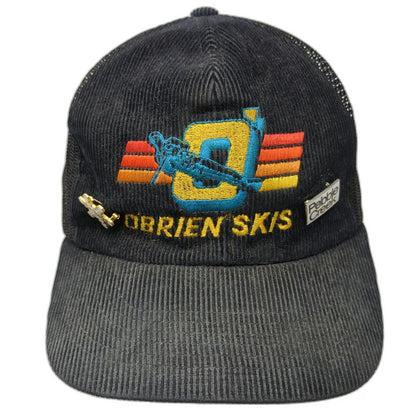 O'Brien Skis Corduroy Mesh Trucker Hat Black One Size Pebble Creek Airplane Pins