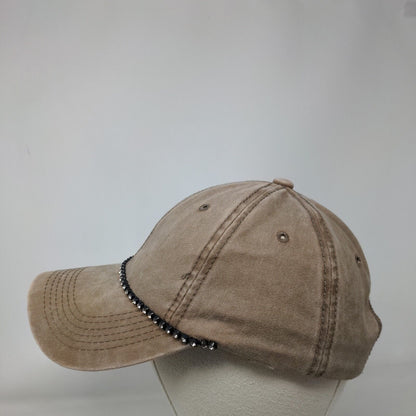 Unbranded Slideback Hat Tan One Size Adjustable Bling Rhinestone 6 Panel