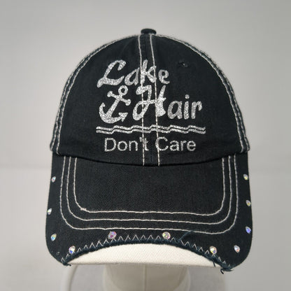 Lake Hair Don't Care Slideback Hat Black One Size Adjustable Rhinestone