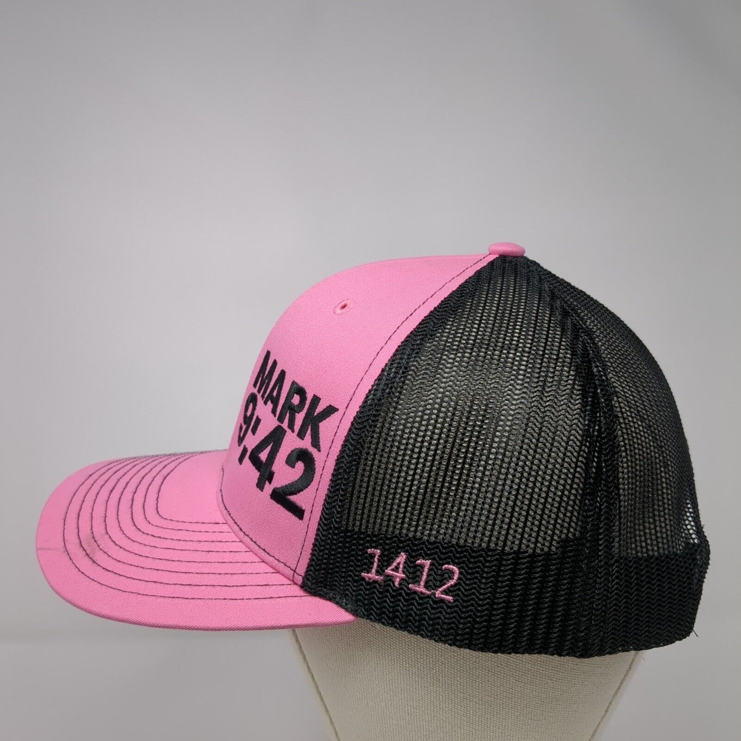 Mark 9:42 Snapback Trucker Hat Pink One Size Adjustable Mesh Back Richardson