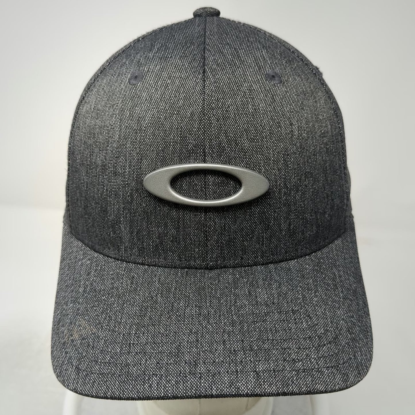 Oakley Baseball Cap Gray M Metal Logo Flexfit Heathered Fitted Hat Stretch