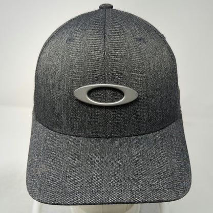 Oakley Baseball Cap Gray M Metal Logo Flexfit Heathered Fitted Hat Stretch
