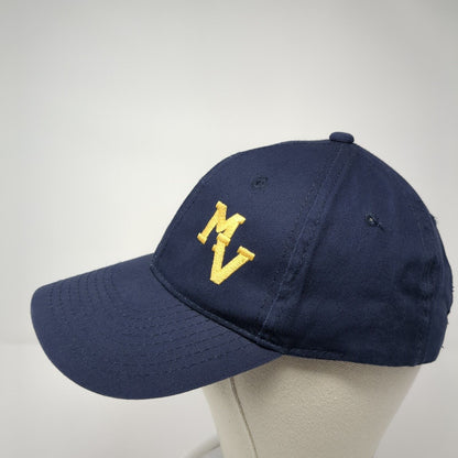 MV Strapback Hat Blue One Size Adjustable Embroidered Outdoor Cap