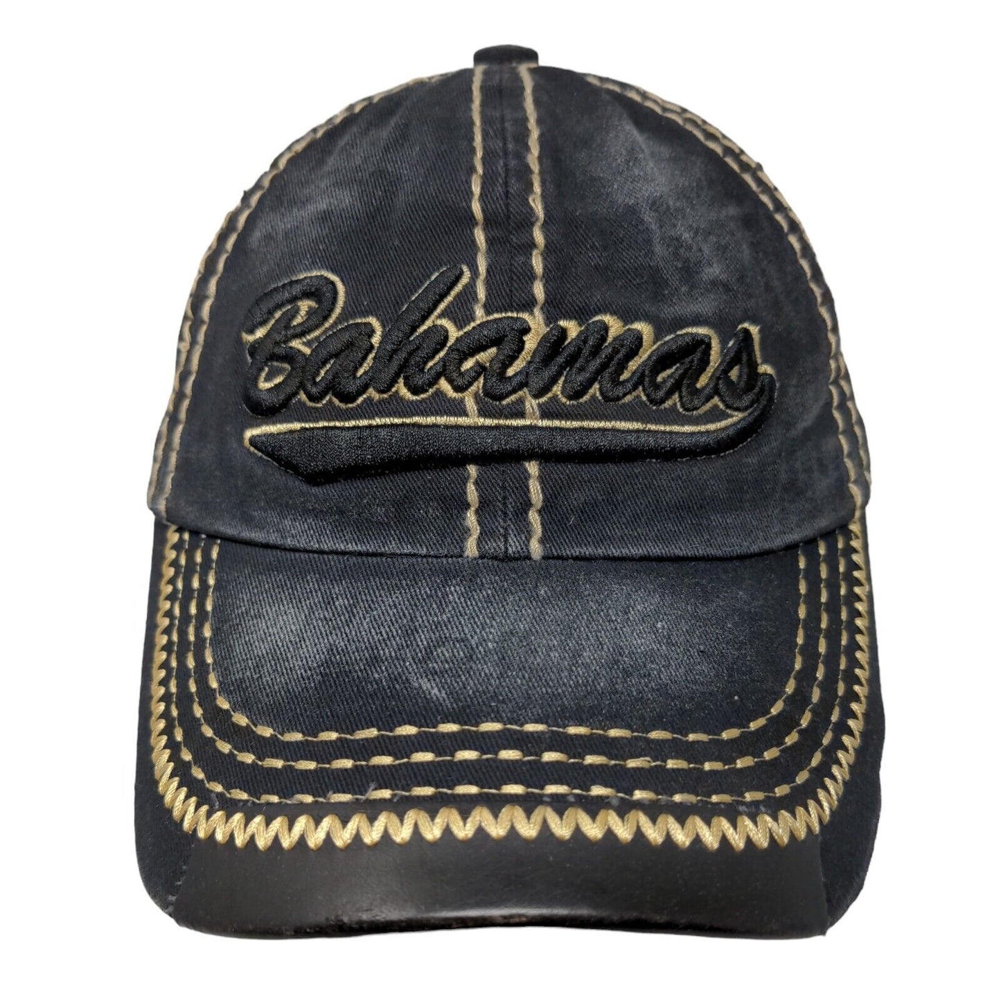 Bahamas Slideback Hat Black One Size Adjustable Strap Embroidered 6 Panel