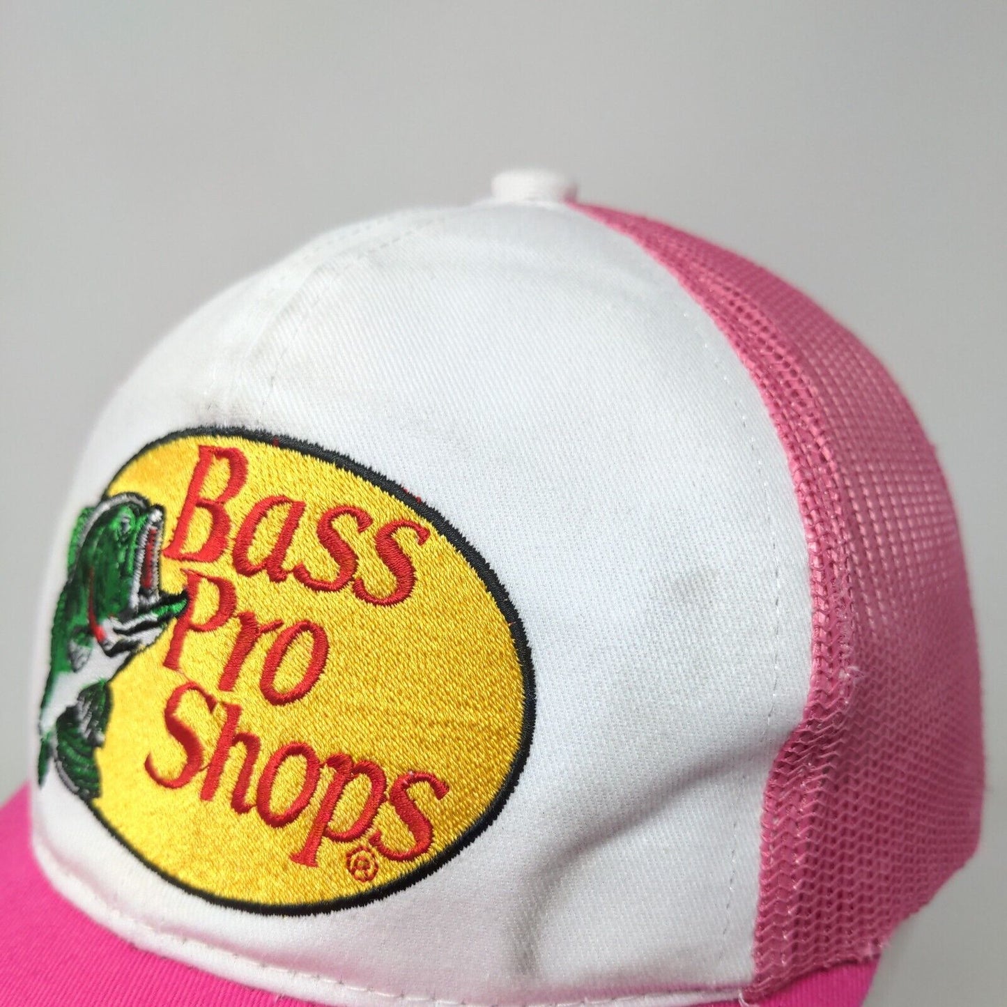 Bass Pro Shops Snapback Trucker Hat Pink OSFM Adjustable Mesh Back Gone Fishing