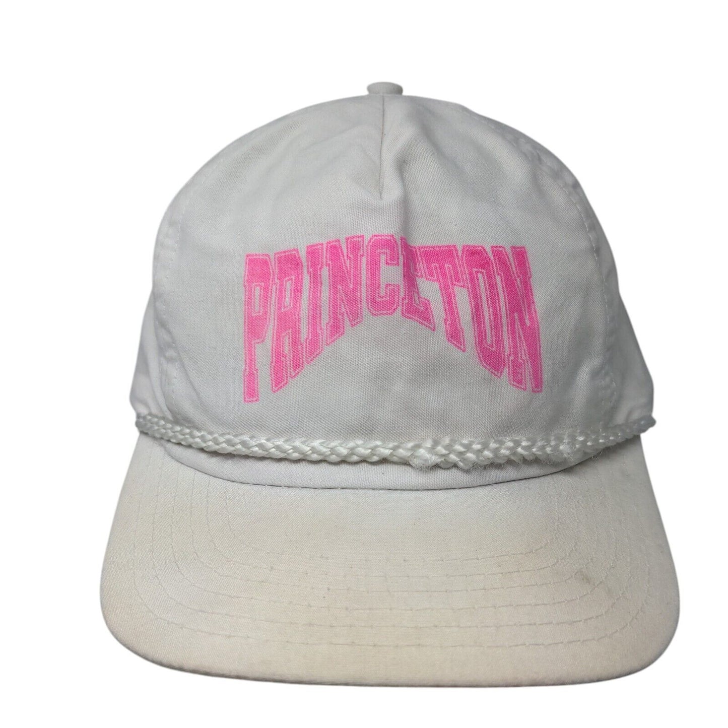 Princeton Snapback Hat White OSFA Adjustable Vented Holes 6 Panel Rope