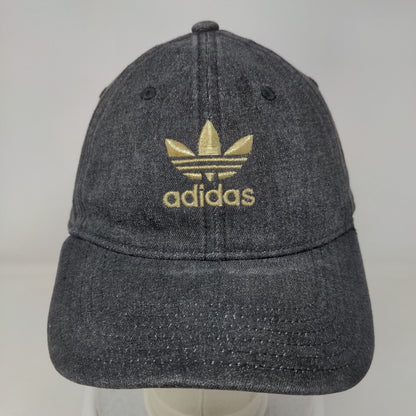 Adidas Slideback Hat Black OSFM Adjustable Embroidered Trefoil 6 Panel Cotton