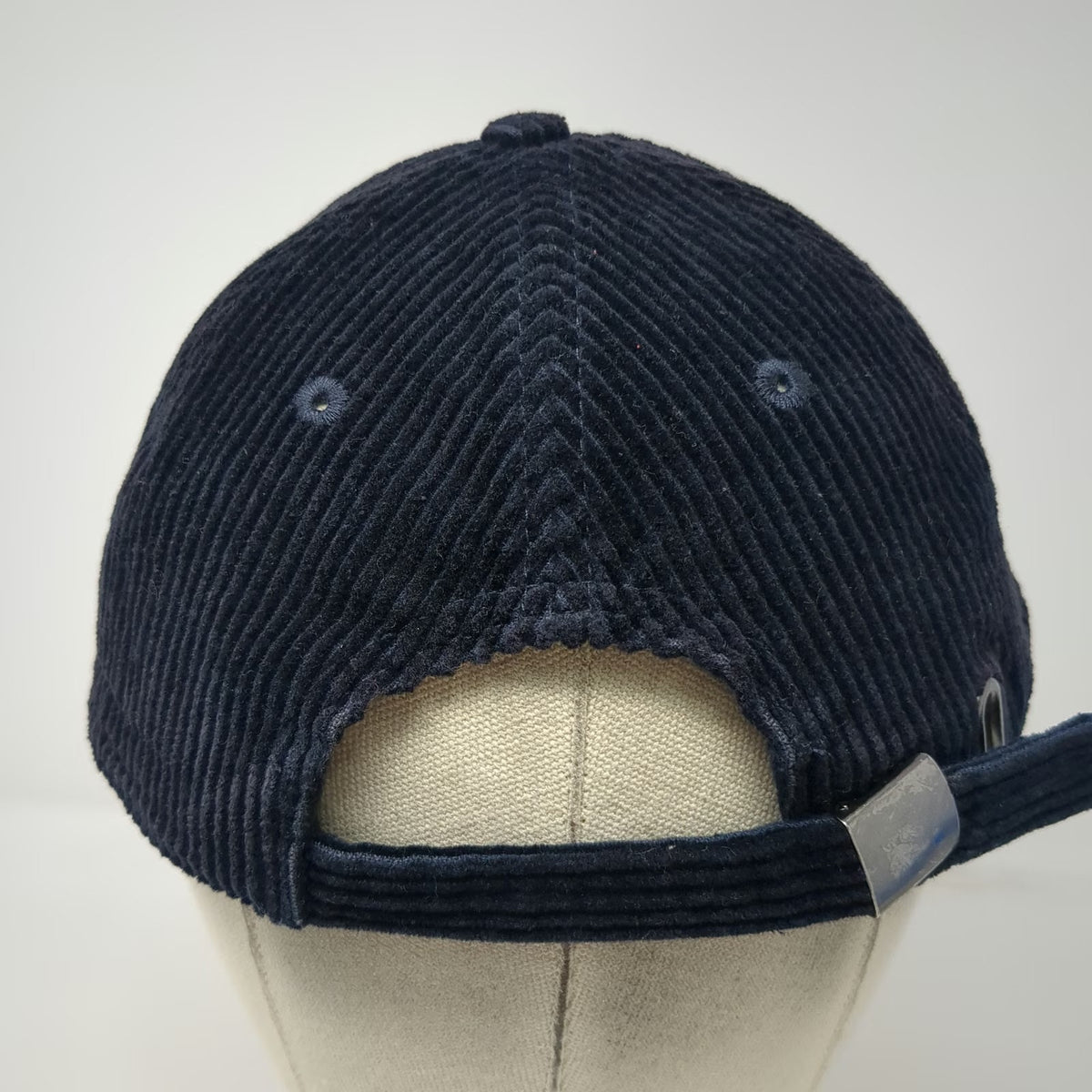 H&M Baseball Cap Black One Size Corduroy Slideback Strap Hat 6 Panel Textured