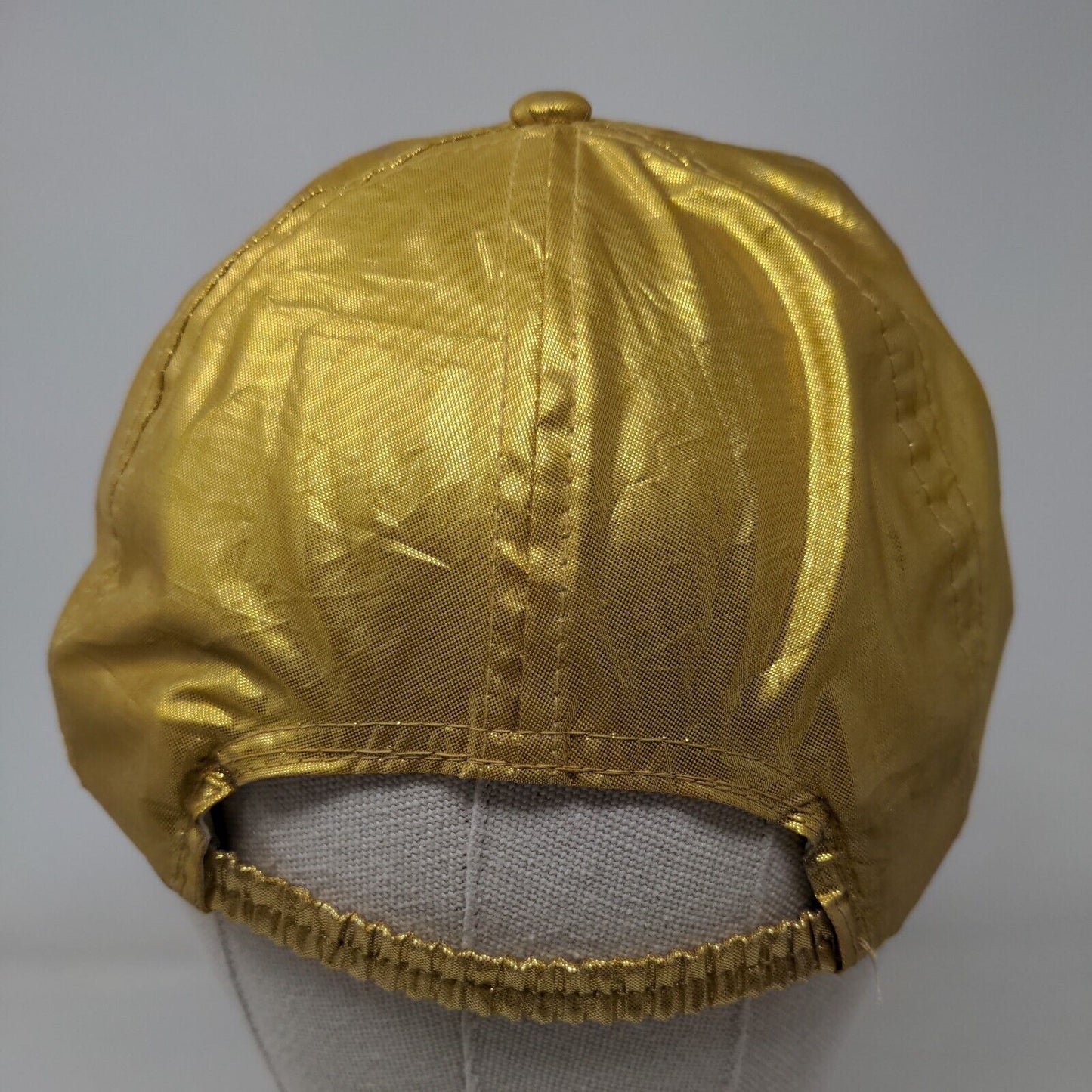 Jhats Stretch Strapback Hat Gold OSFA 6 Panel Lightweight Metallic Blank