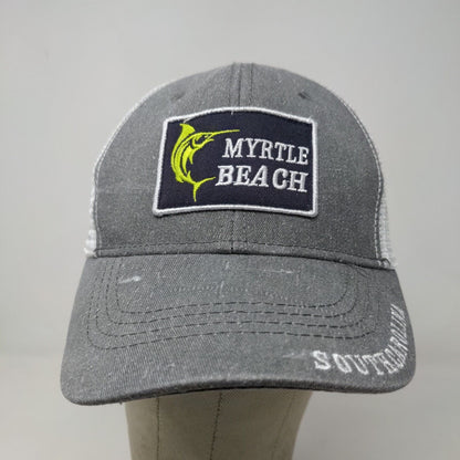 Unbranded Men's Snapback Mesh Back Hat Gray White Myrtle Beach South Carolina